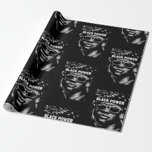 Black Power Afro Beauty Woman Porträtt (AI+Human) Presentpapper