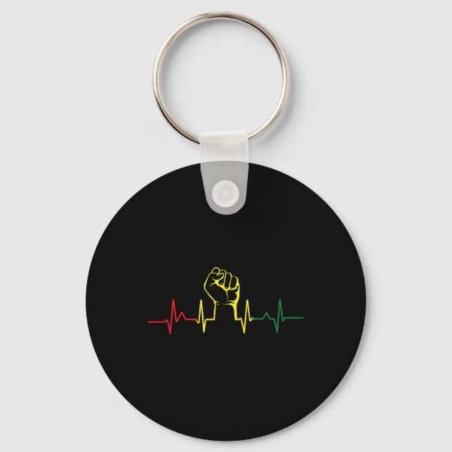 Black Power Fist Heartslag African American Pride Nyckelring (Framsida)