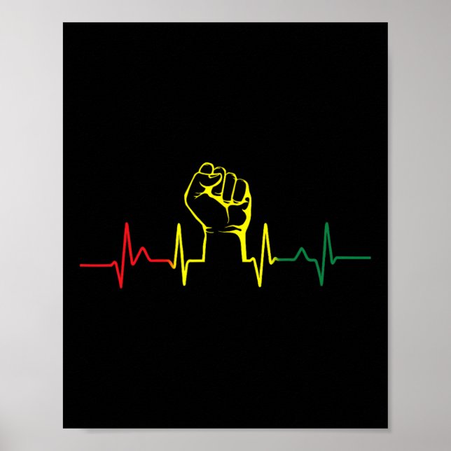 Black Power Fist Heartslag African American Pride Poster (Framsidan)