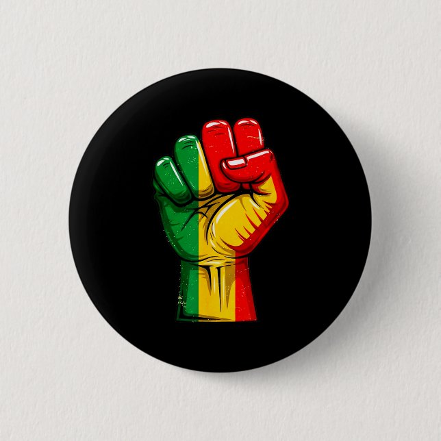 Black Power Fist Pan African Flag Raised Pride  Knapp (Framsida)
