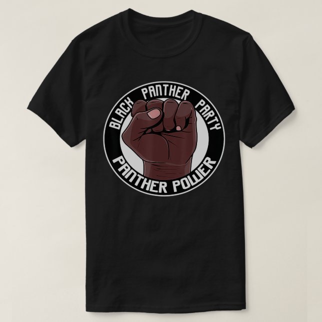 Black Power Fist Panther Party Oakland Kalifornien T Shirt (Design framsida)