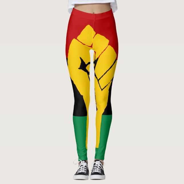 Black Power Pan African Flagga Leggings (Framsida)