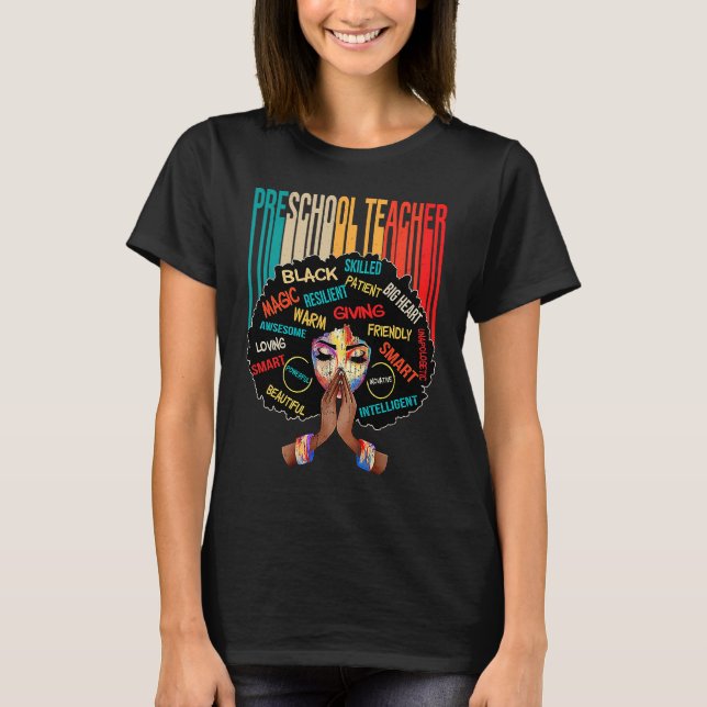 Black Preschool Teacher Afro Melanin African Ameri T Shirt (Framsida)