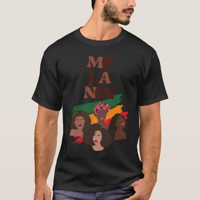 Black Pride Melanin Graphic For Women Afro Queens T Shirt (Framsida)