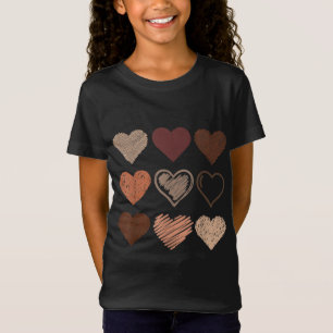 Black Pride Melanin Skin Tone Hearts Black History T Shirt
