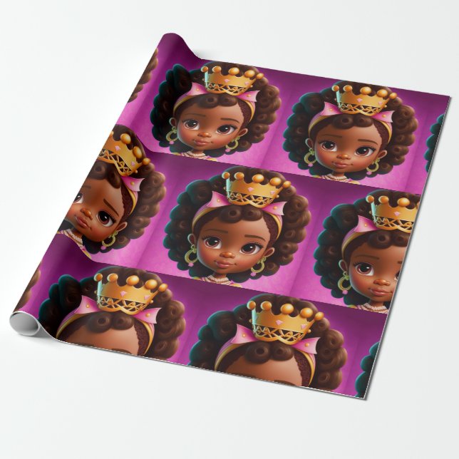 Black Princess, Black Girl Flicka ,Royalty Presentpapper (Utrullad)