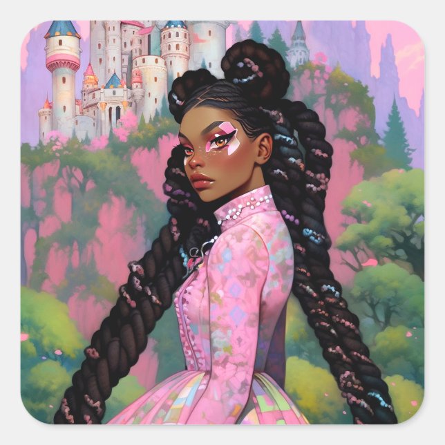 Black Princess Fantasy Art Fyrkantigt Klistermärke (Framsida)
