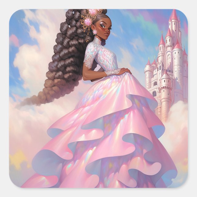 Black Princess Fantasy Art Fyrkantigt Klistermärke (Framsida)