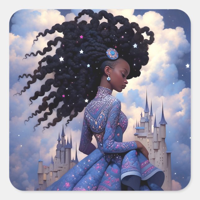 Black Princess Fantasy Art Fyrkantigt Klistermärke (Framsida)
