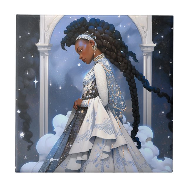 Black Princess Fantasy Art Kakelplatta (Framsidan)