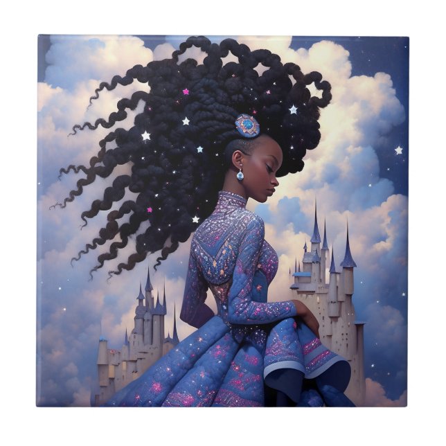 Black Princess Fantasy Art Kakelplatta (Framsidan)