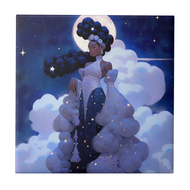 Black Princess Fantasy Art Kakelplatta (Framsidan)
