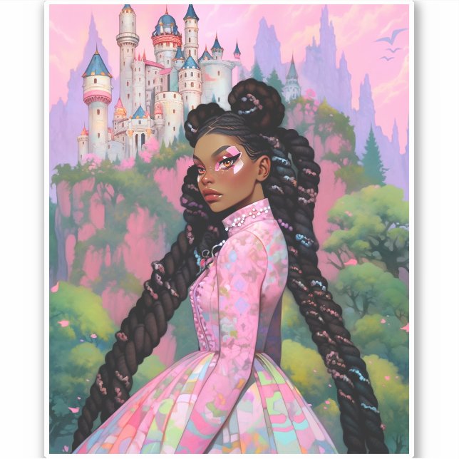 Black Princess Fantasy Art Klistermärken (Framsida)