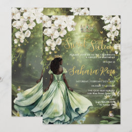 Black Princess och Frog Sage Grönt Dress Sweet 16 Inbjudningar