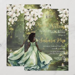 Black Princess och Frog Sage Grönt Dress Sweet 16 Inbjudningar