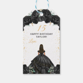 Black Princess Quinceañera Grattis på födelsedagen Presentetikett