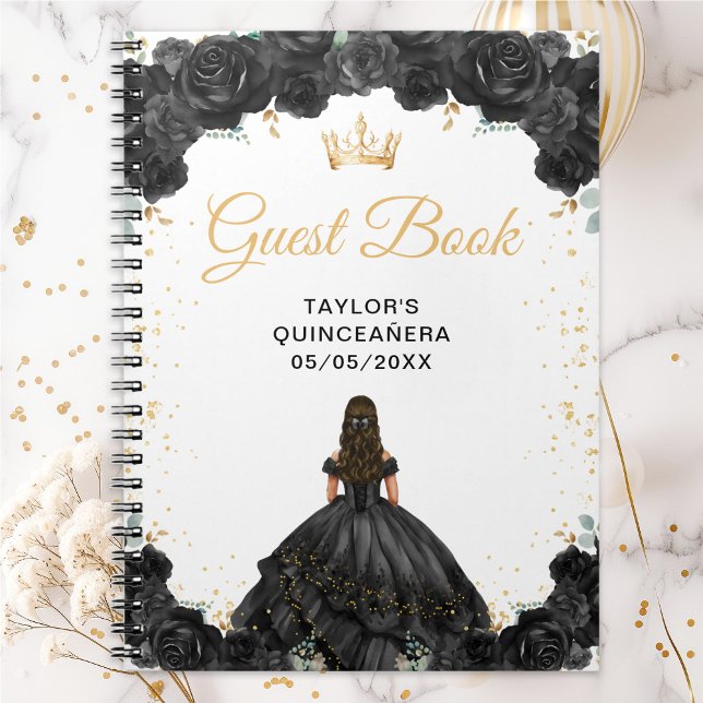 Black Princess Quinceañera Guest Book Anteckningsbok (Skapare uppladdad)