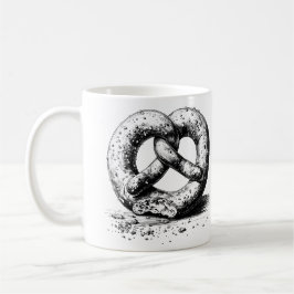 Black Print Plain Sketchy Pretzel Kaffemugg