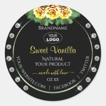 Black Product Label Grönt Gul ros Jewels Logotyp