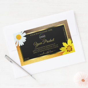 Black Product Labels Logotyp Glitter Brown och Ora Rektangulärt Klistermärke