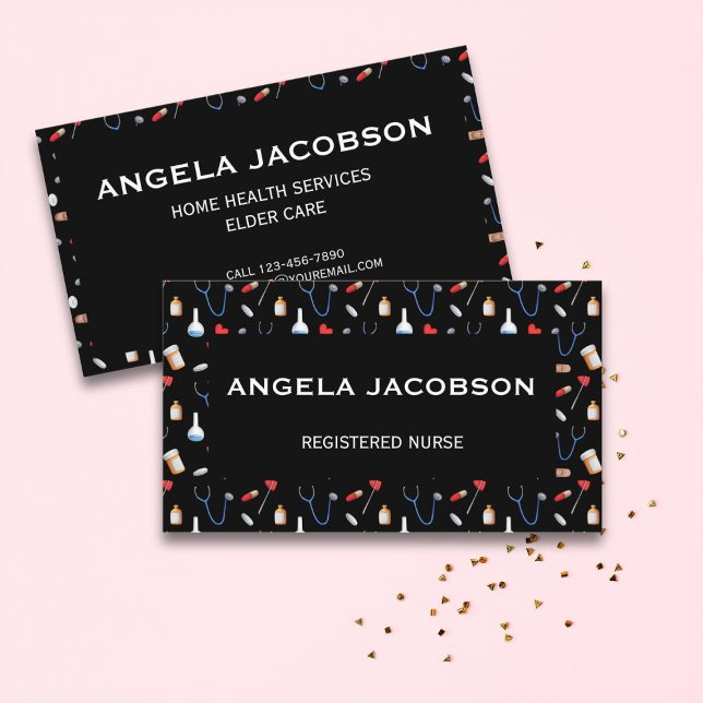 Black Professional Medical Registered Nurse Visitkort (Skapare uppladdad)