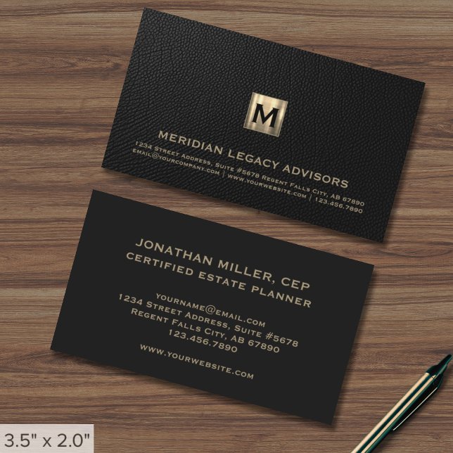 Black Professionell Luxury Initial Logotyp Visitkort (Skapare uppladdad)