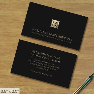 Black Professionell Luxury Two Initial Logotyp Visitkort