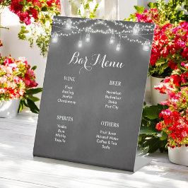 Black Pub Menu White String Ljus Bröllop