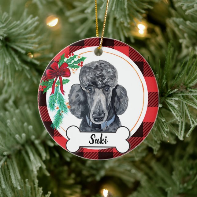 Black Pudel Hund Ornament (Träd)