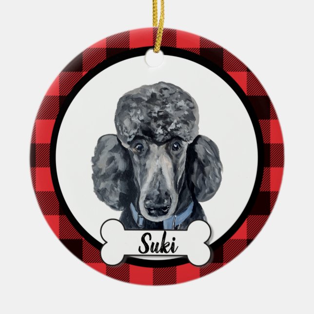 Black Pudel Hund Ornament (Framsidan)