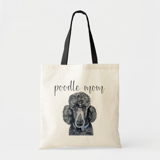 Black Pudel Hund Tote Bag Tygkasse (Framsidan)