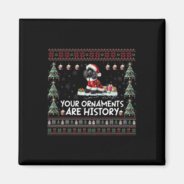 Black Pudel Julgran Ljus Dekoration Xma Magnet (Framsidan)