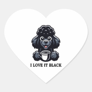 Black Pudel Kärlek Black Coffee Hjärtformat Klistermärke