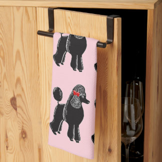Black Pudel med Red Bow Print Kitchen Towel Kökshandduk