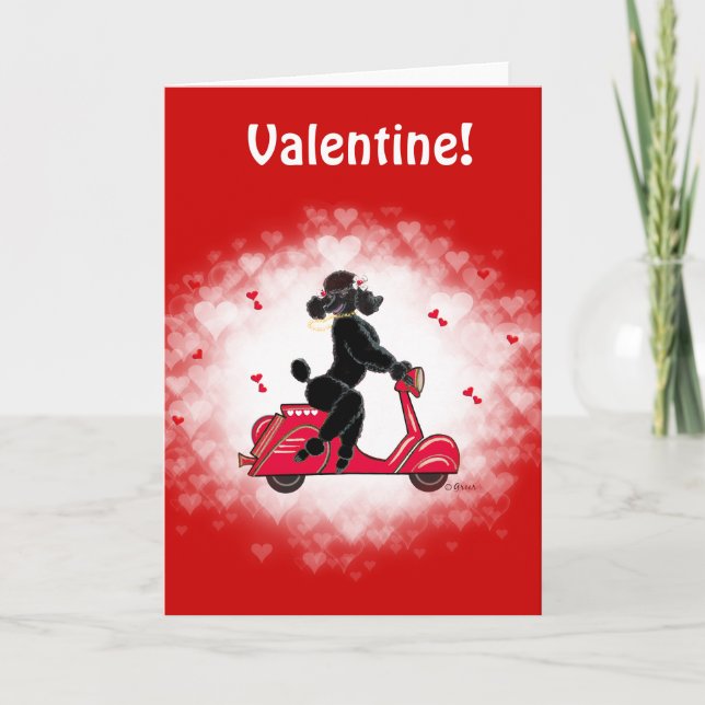 Black Pudel och Scooter Valentine Art Helgkort (Framsida)