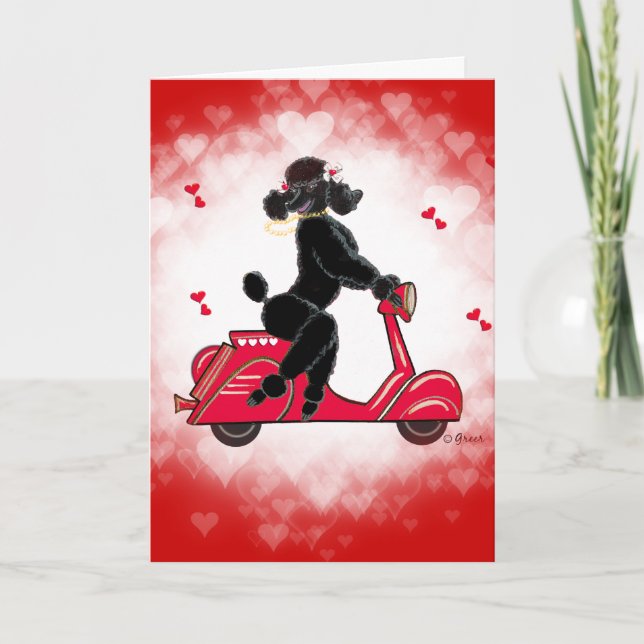 Black Pudel på Scooter Valentine Helgkort (Framsida)