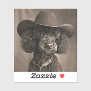 Black Pudel, som var en Cowboy Halloween Costume Klistermärken