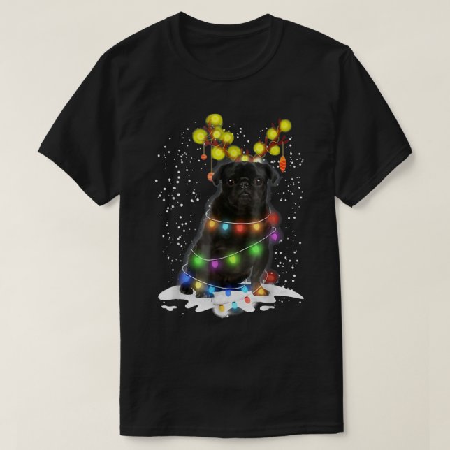 Black Pug Blinker Nice Hund jul Pug Christma T Shirt (Design framsida)