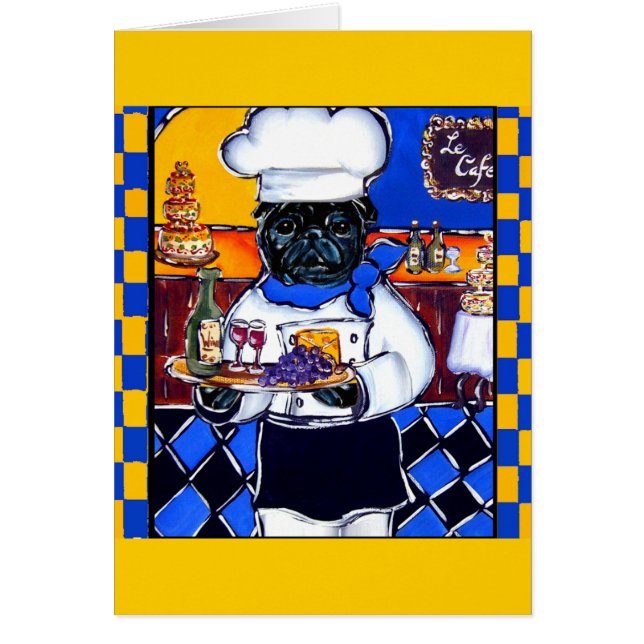 BLACK PUG CHEF HÄLSNINGSKORT (Framsidan)