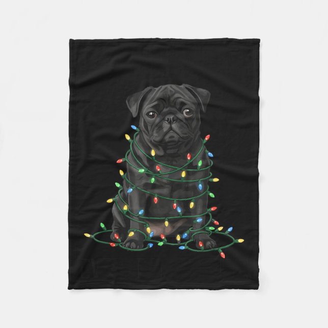 Black Pug Christmas I'm Fine Everything Is Fine  Fleecefilt (Framsidan)