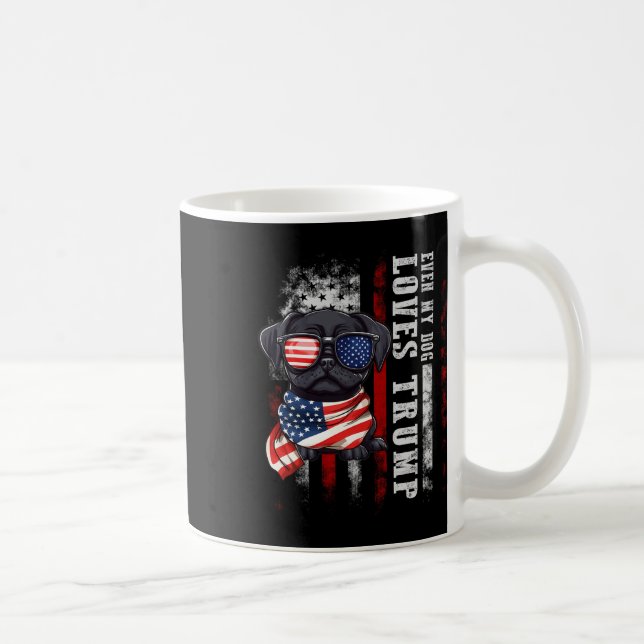 Black Pug even My Hund Kärlek Trump Funny Kaffemugg (Höger)