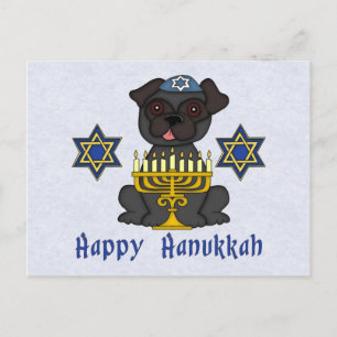 Black Pug - Hanukkah Card Helg Vykort