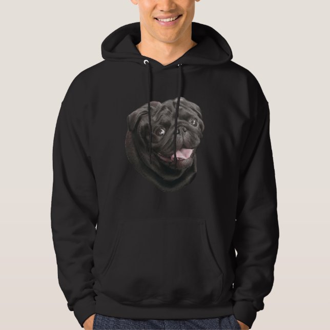 Black Pug hund älskare gullig, underlig Klassisk T Hoodie (Framsida)