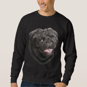 Black Pug hund älskare gullig, underlig Klassisk T Lång Ärmad Tröja