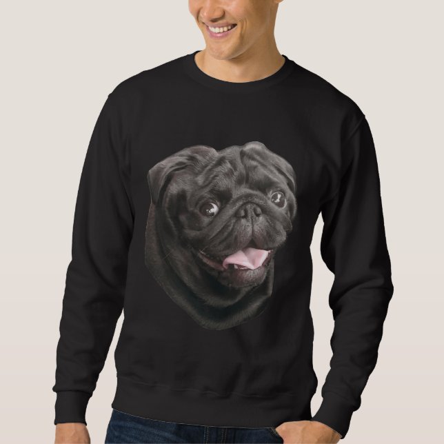 Black Pug hund älskare gullig, underlig Klassisk T Lång Ärmad Tröja (Framsida)