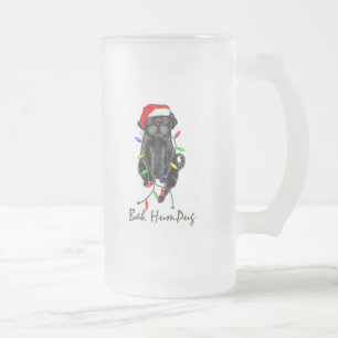 Black Pug Hund Bah Humpug Funny jul Frostat Ölglas