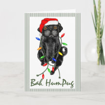 Black Pug Hund Bah Humpug Funny jul