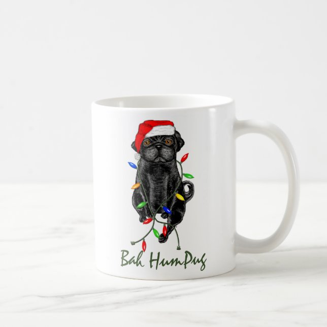 Black Pug Hund Bah Humpug Funny jul Kaffemugg (Höger)