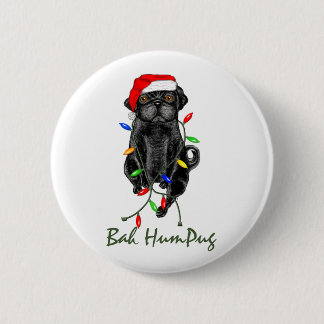Black Pug Hund Bah Humpug Funny jul Knapp