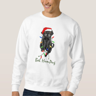 Black Pug Hund Bah Humpug Funny jul Långärmad Tröja